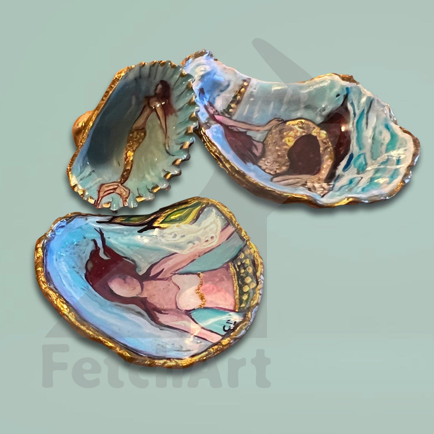 Hand painted mermaid seashell Art (Single Piece) Bathroom Décor