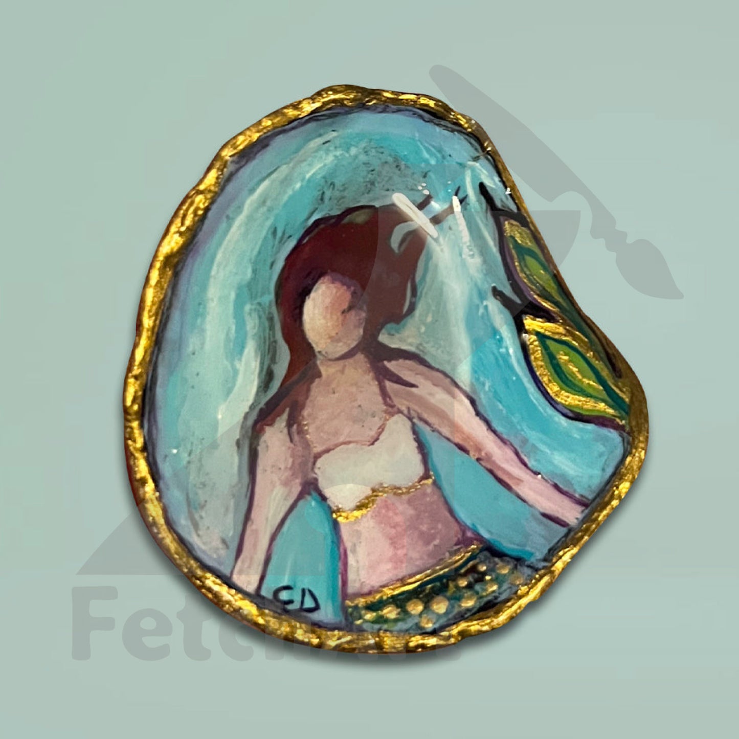 Hand painted mermaid seashell Art (Single Piece) Bathroom Décor