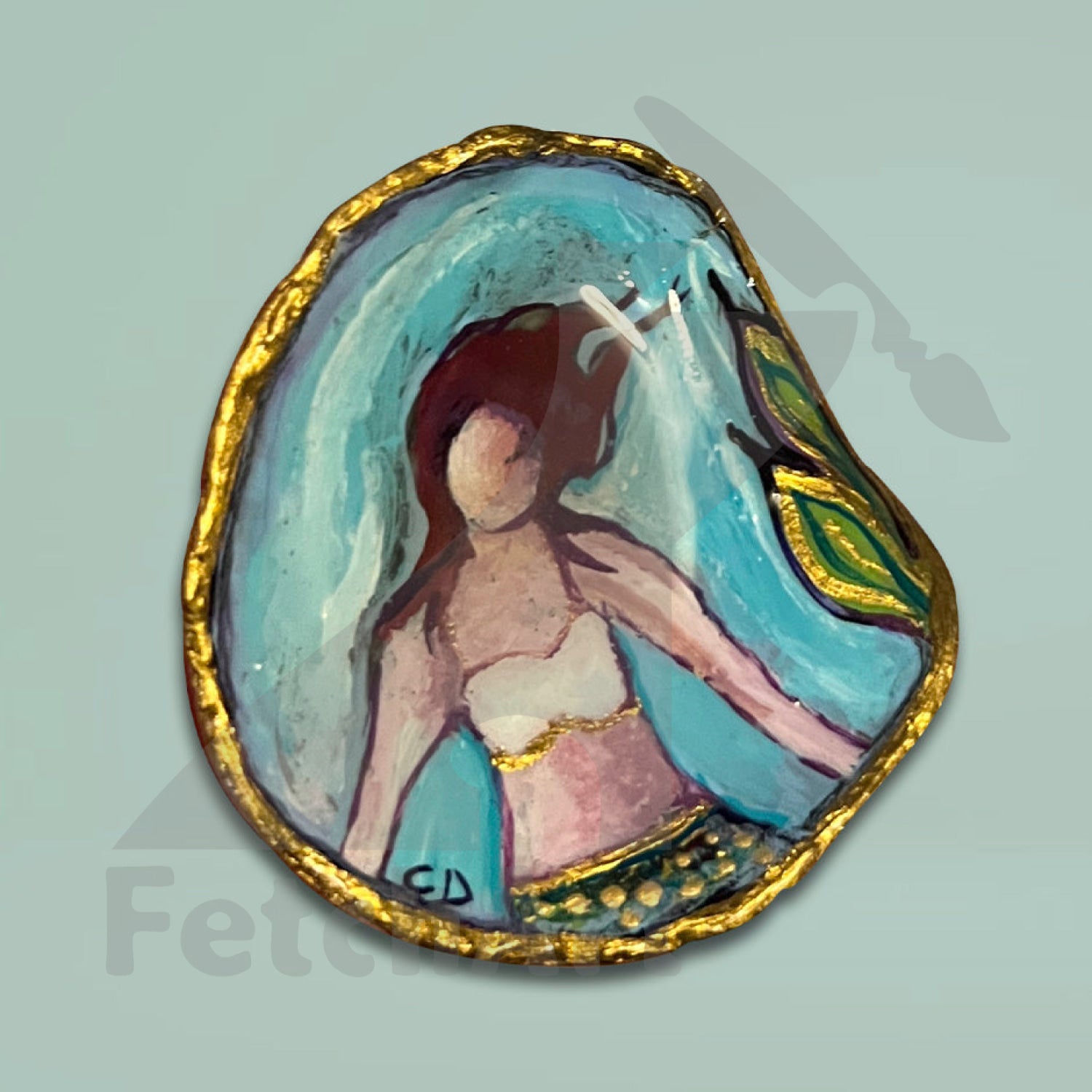 Hand painted mermaid seashell Art (Single Piece) Bathroom Décor