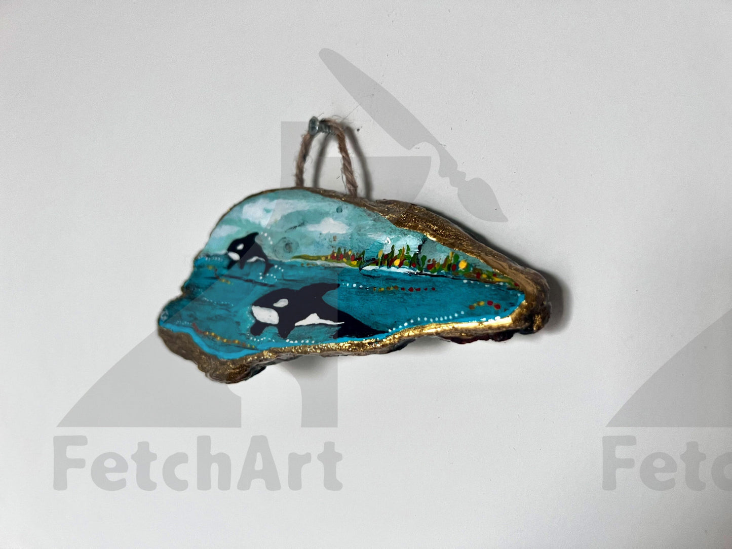 Hand-Painted Whale and Orca on Driftwood: Coastal Home Decor Artwork Fetch Art