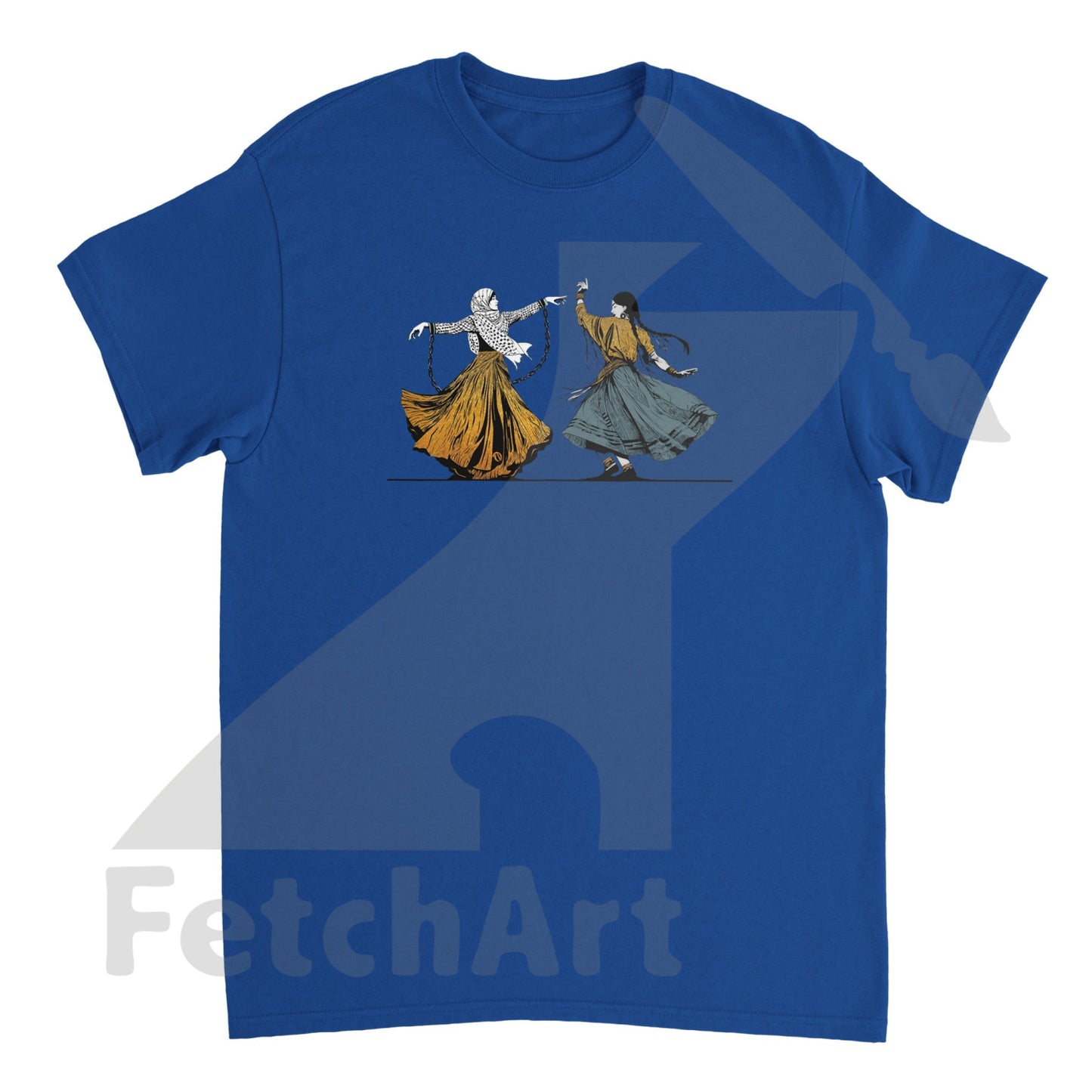 Heavyweight Unisex Crewneck T-Shirt-Female-Freedom Dance With In A Textured Granulated Gold Royal /