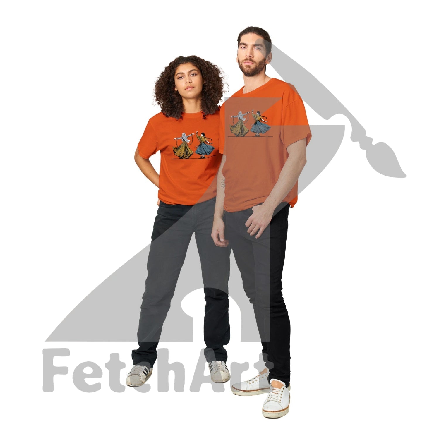 Heavyweight Unisex Crewneck T-Shirt-Female-Freedom Dance With In A Textured Granulated Gold Print