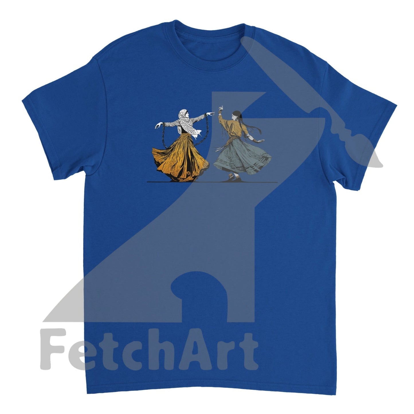 Heavyweight Unisex Crewneck T-Shirt-Female-Freedom Dance With In A Textured Granulated Gold Royal /