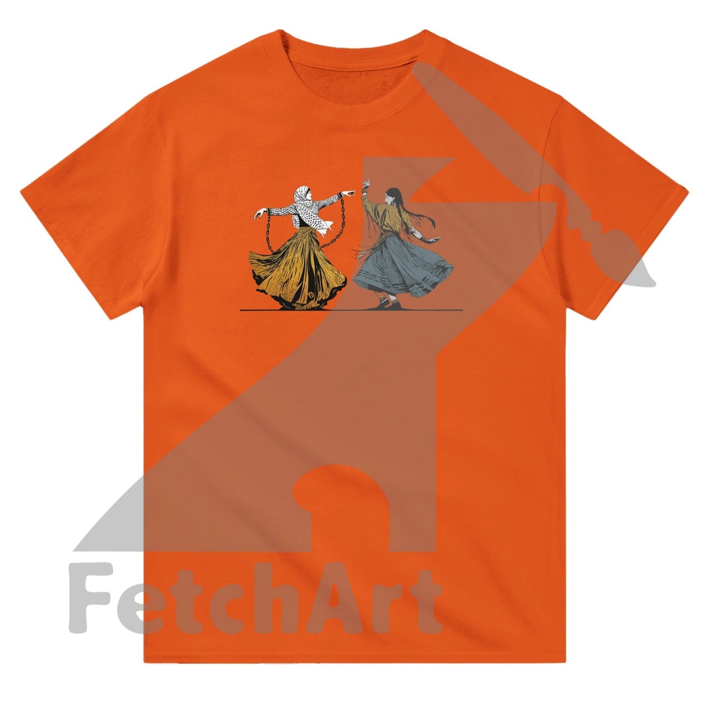 Heavyweight Unisex Crewneck T-Shirt-Female-Freedom Dance With In A Textured Granulated Gold Print