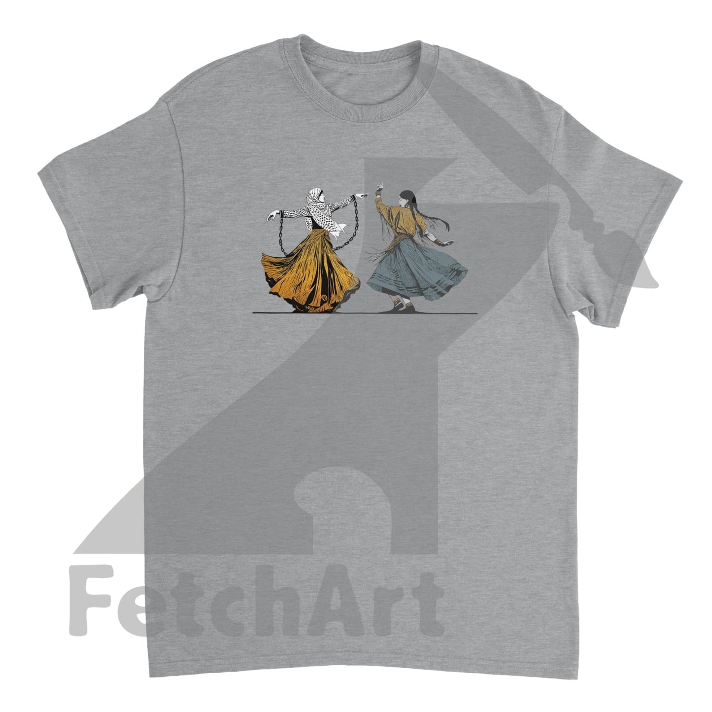 Heavyweight Unisex Crewneck T-Shirt-Female-Freedom Dance With In A Textured Granulated Gold Sports