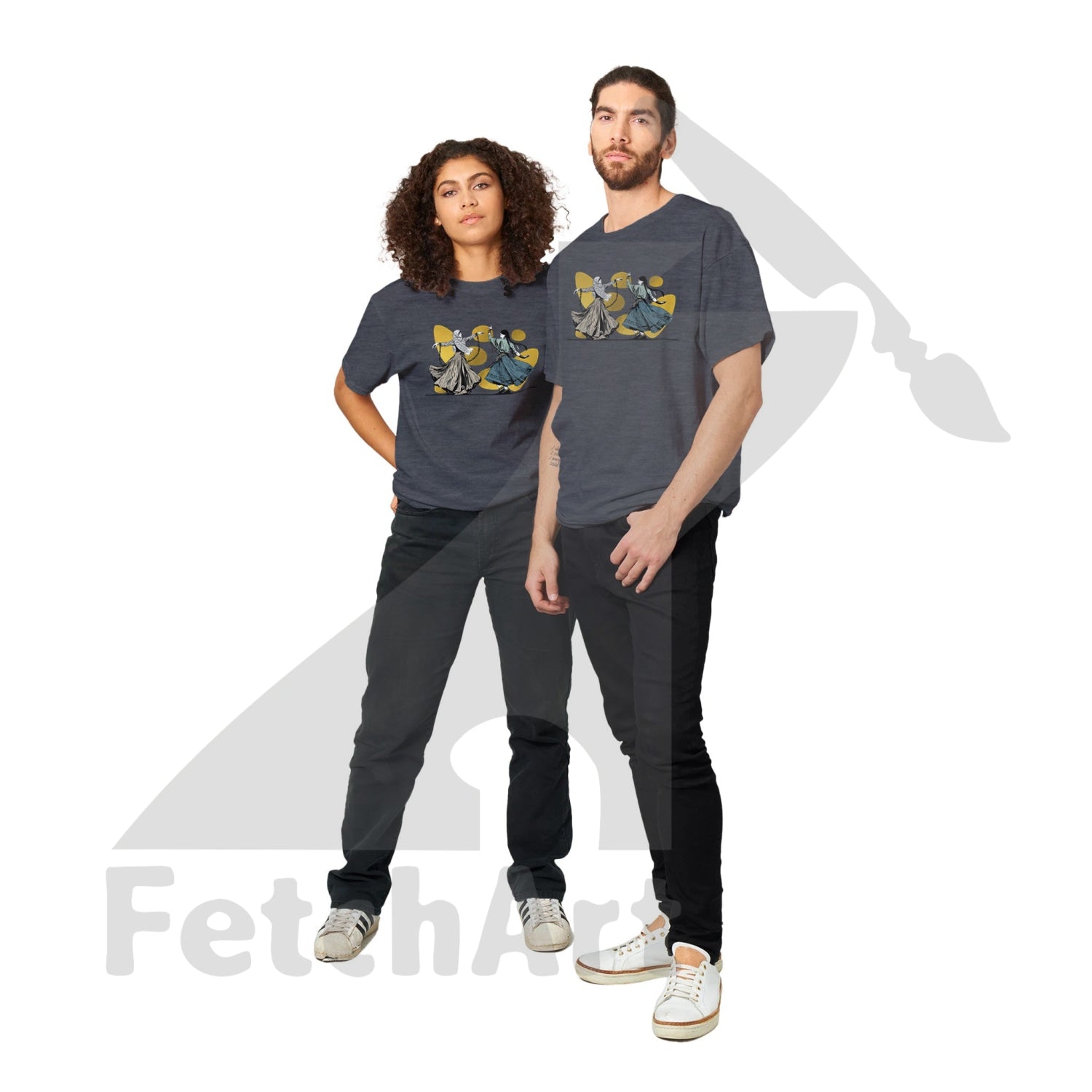 Heavyweight Unisex Crewneck T-Shirt-Female-Freedom Dance With Touch Of Gold Print Material