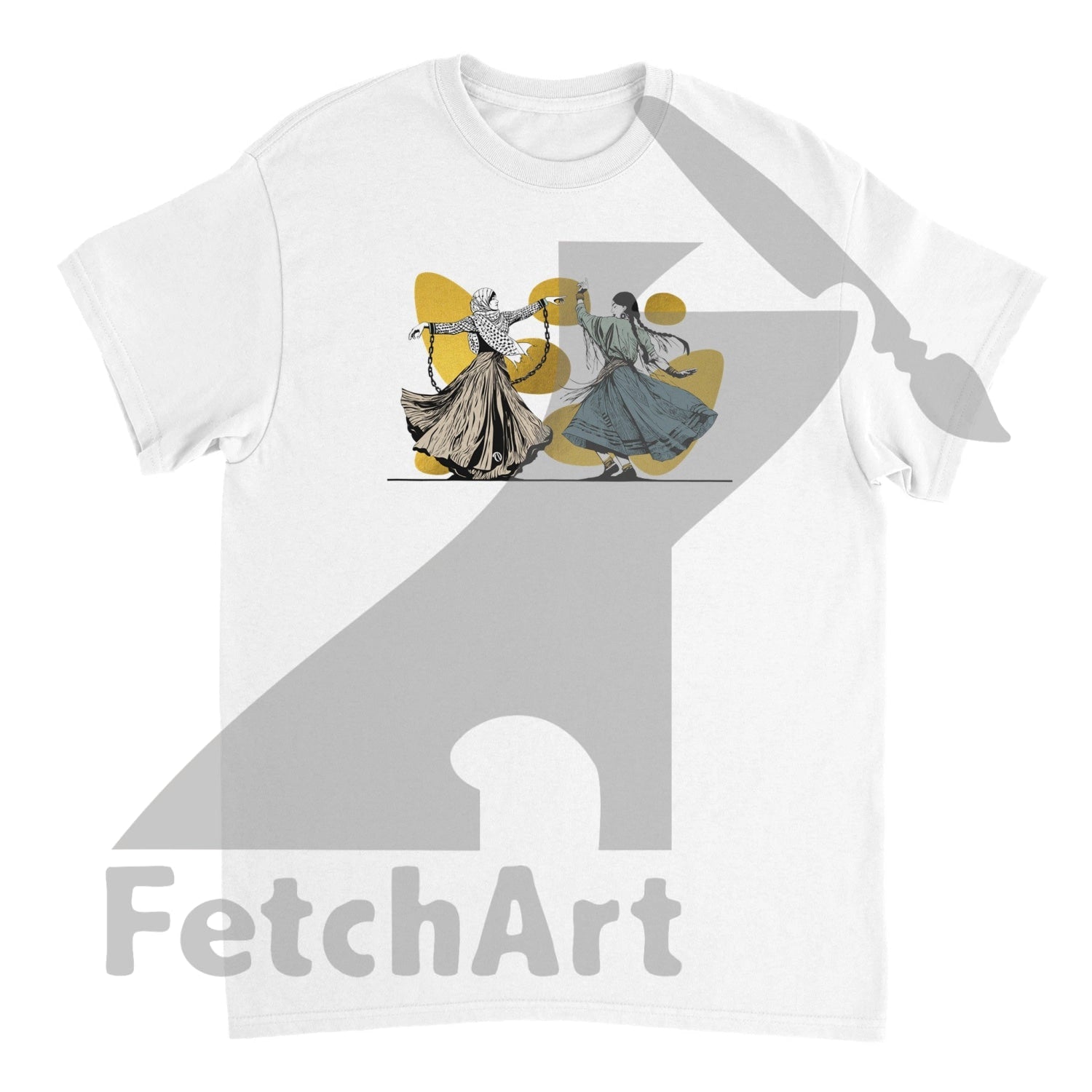 Heavyweight Unisex Crewneck T-Shirt-Female-Freedom Dance With Touch Of Gold White / S Print Material