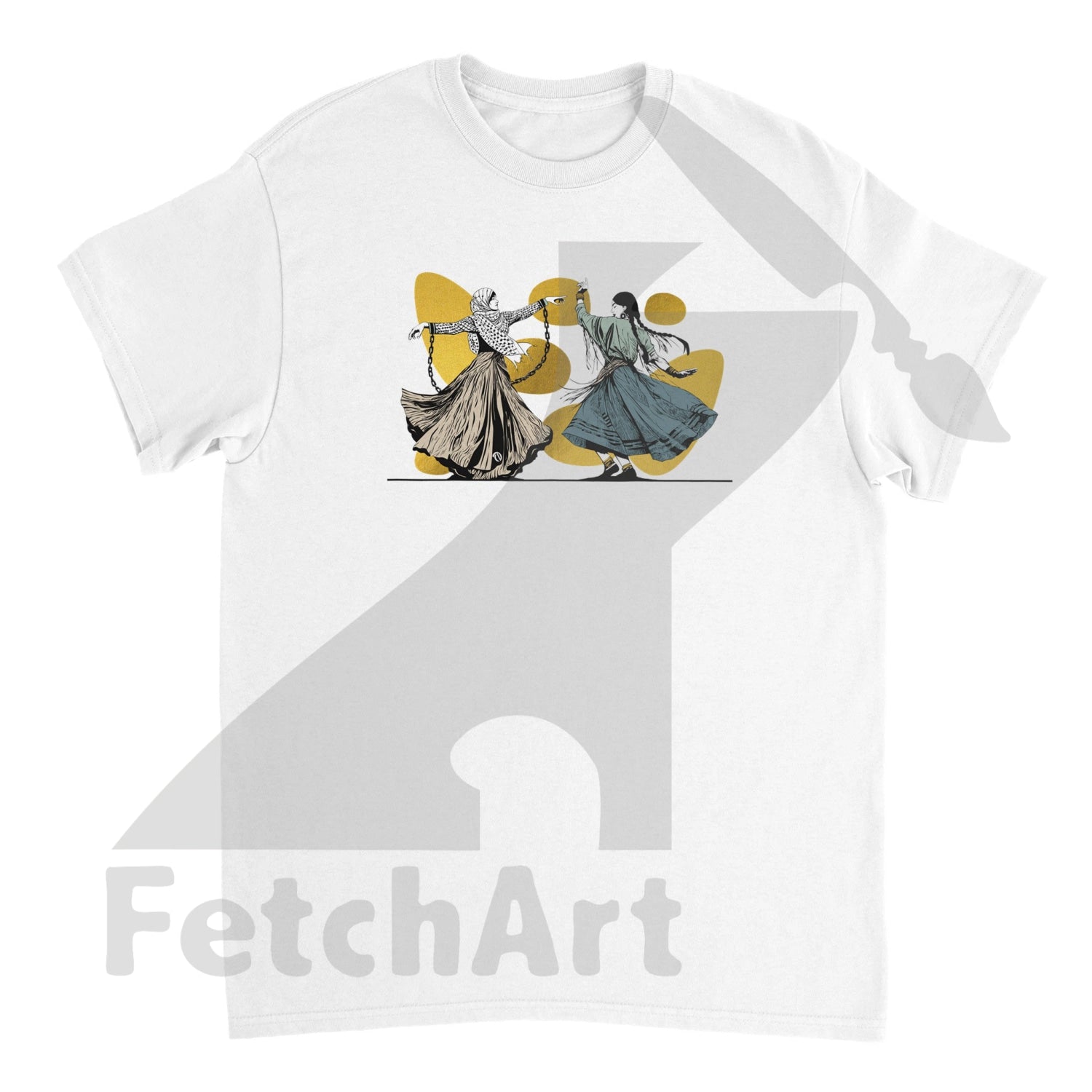 Heavyweight Unisex Crewneck T-Shirt-Female-Freedom Dance With Touch Of Gold White / S Print Material