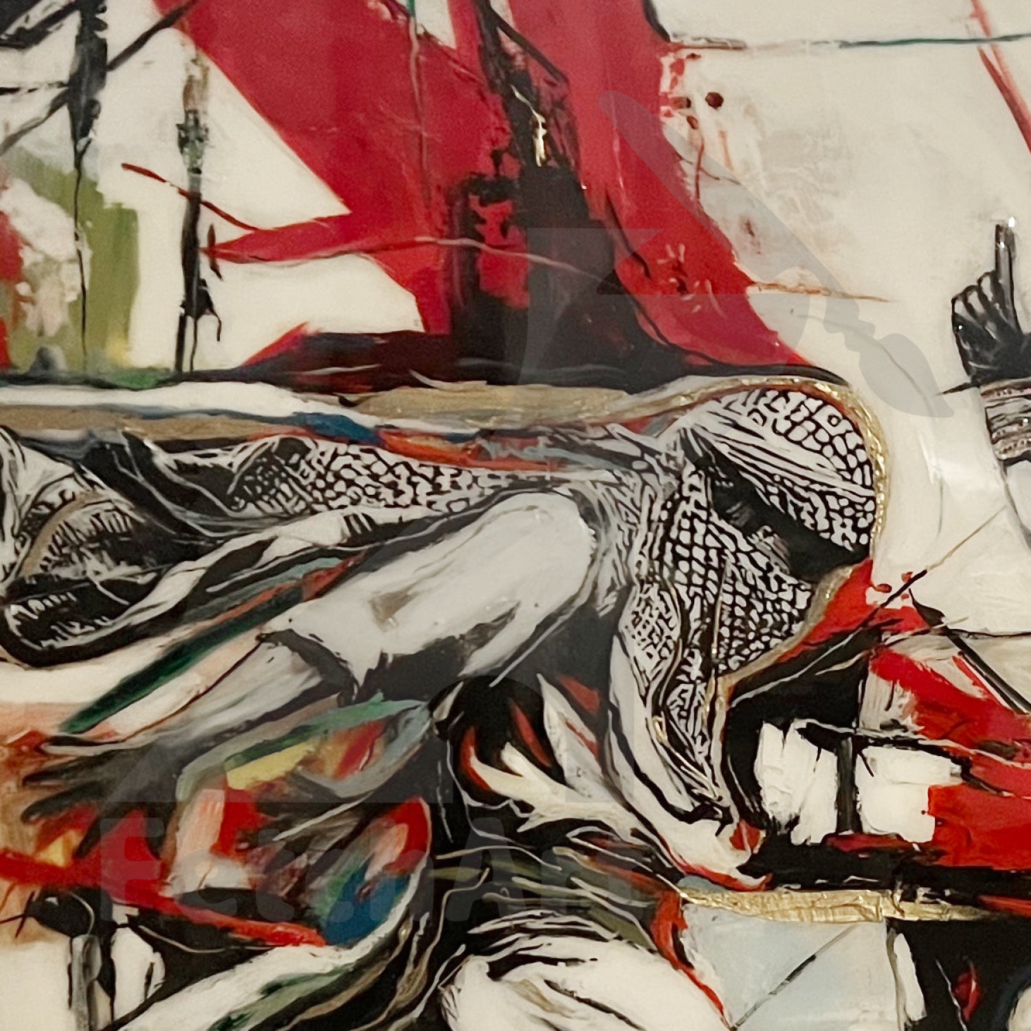 Large Freedom Dance: An abstract Fusion of Indigenous Spirit and Palestinian Resilience - Fetch Art