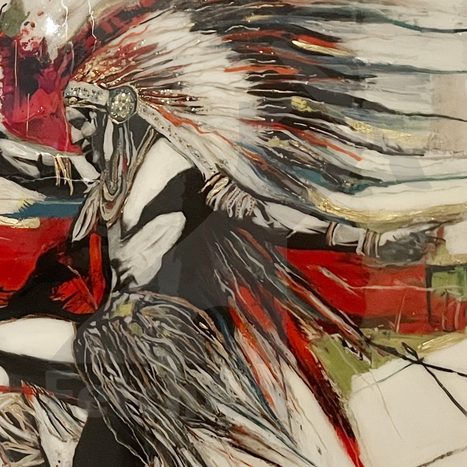 Large Freedom Dance: An abstract Fusion of Indigenous Spirit and Palestinian Resilience - Fetch Art