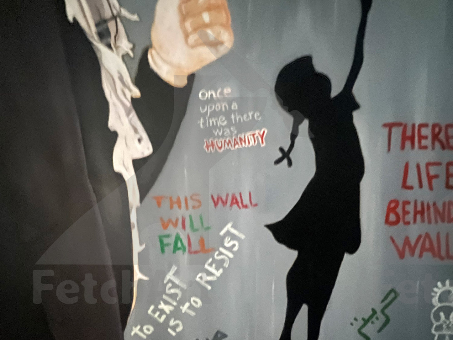 Make Hummus NOT Walls - Large Oil Colour Painting - Fetch Art