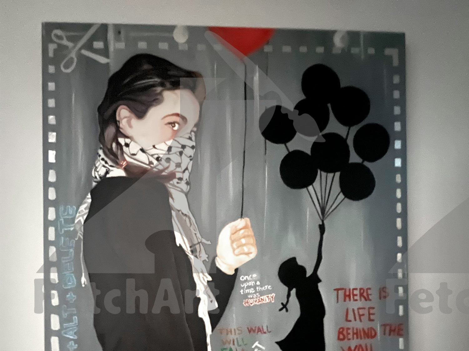 Make Hummus NOT Walls - Large Oil Colour Painting - Fetch Art