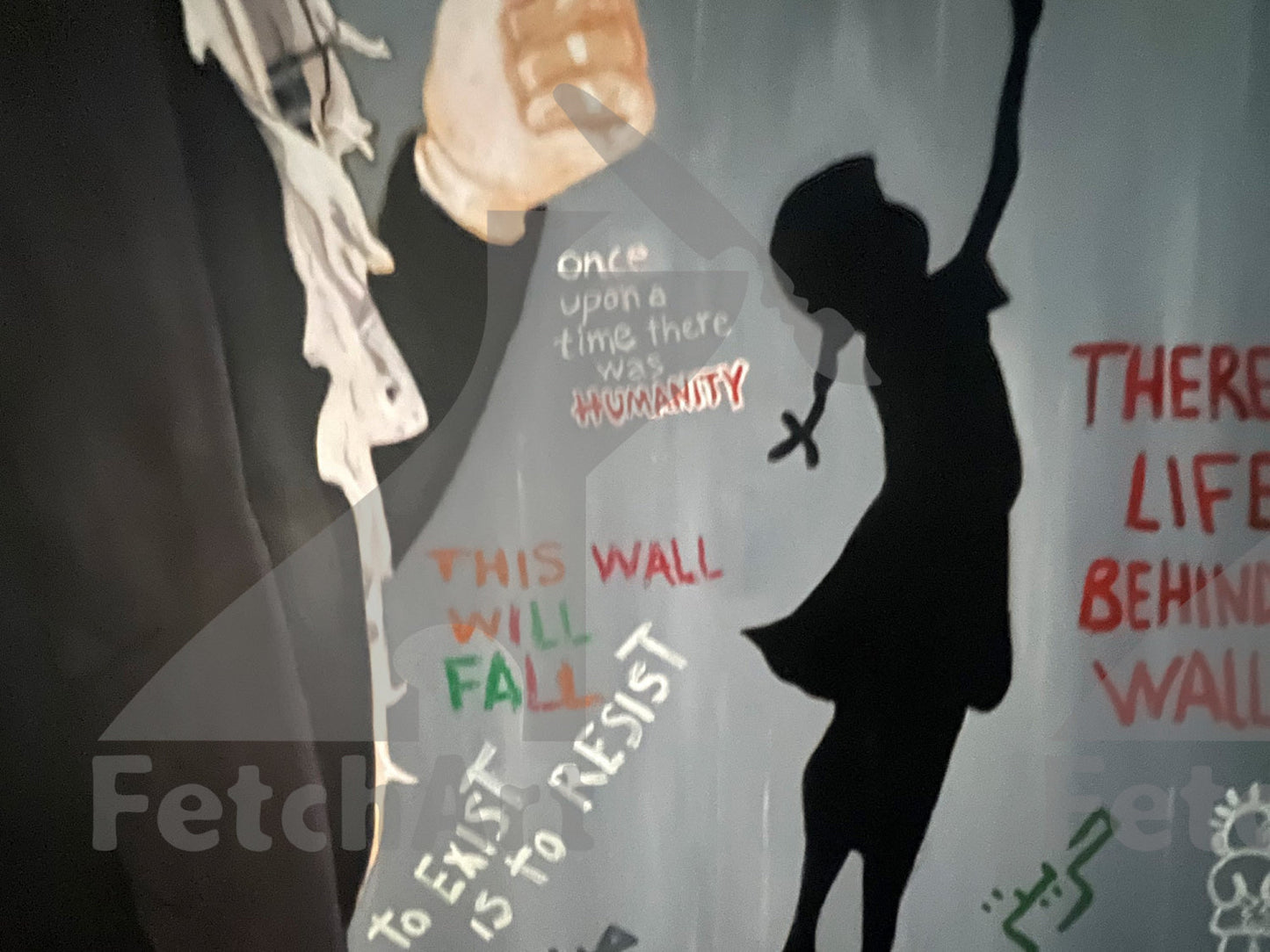 Make Hummus NOT Walls - Large Oil Colour Painting - Fetch Art