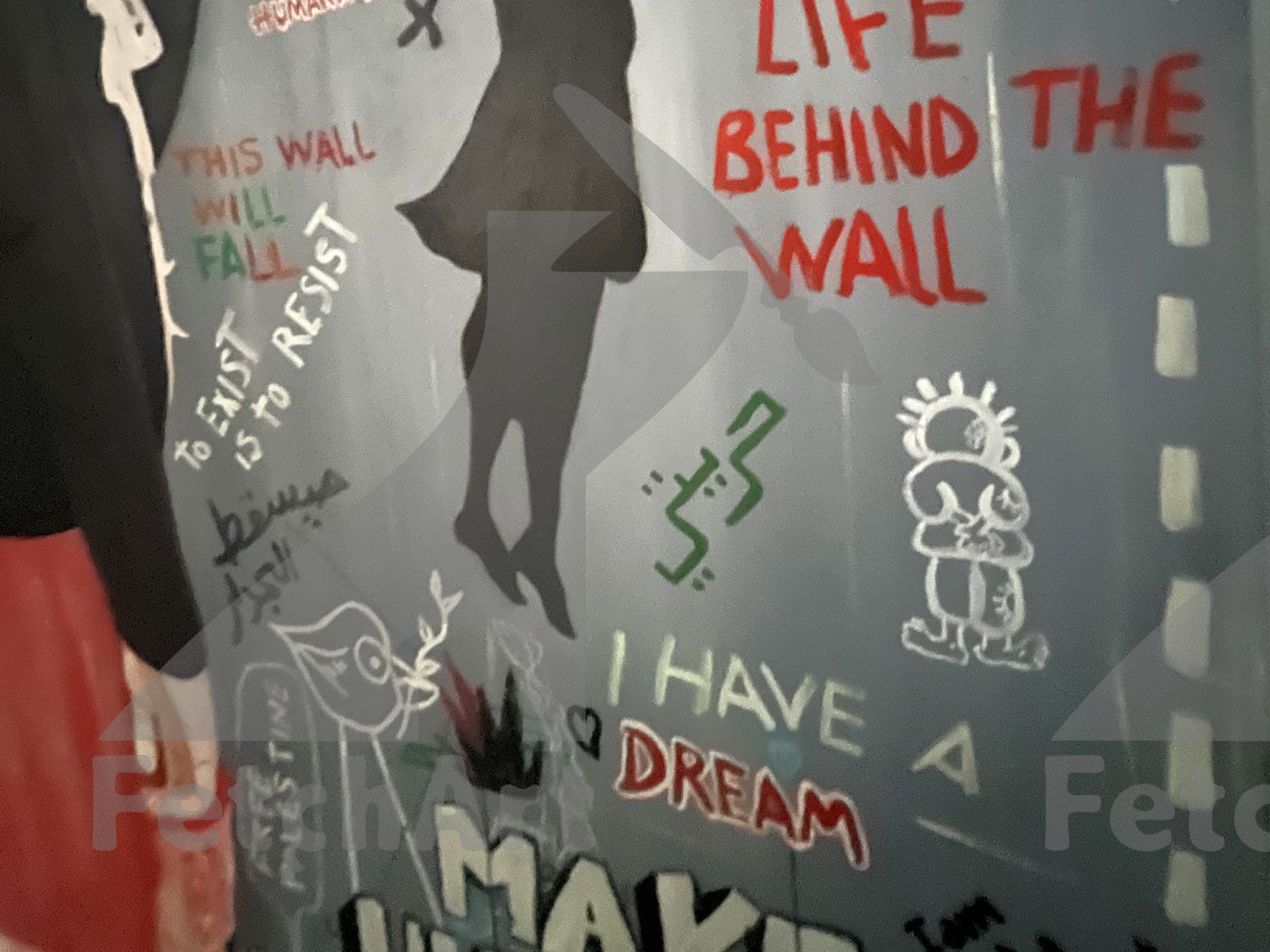 Make Hummus NOT Walls - Large Oil Colour Painting - Fetch Art