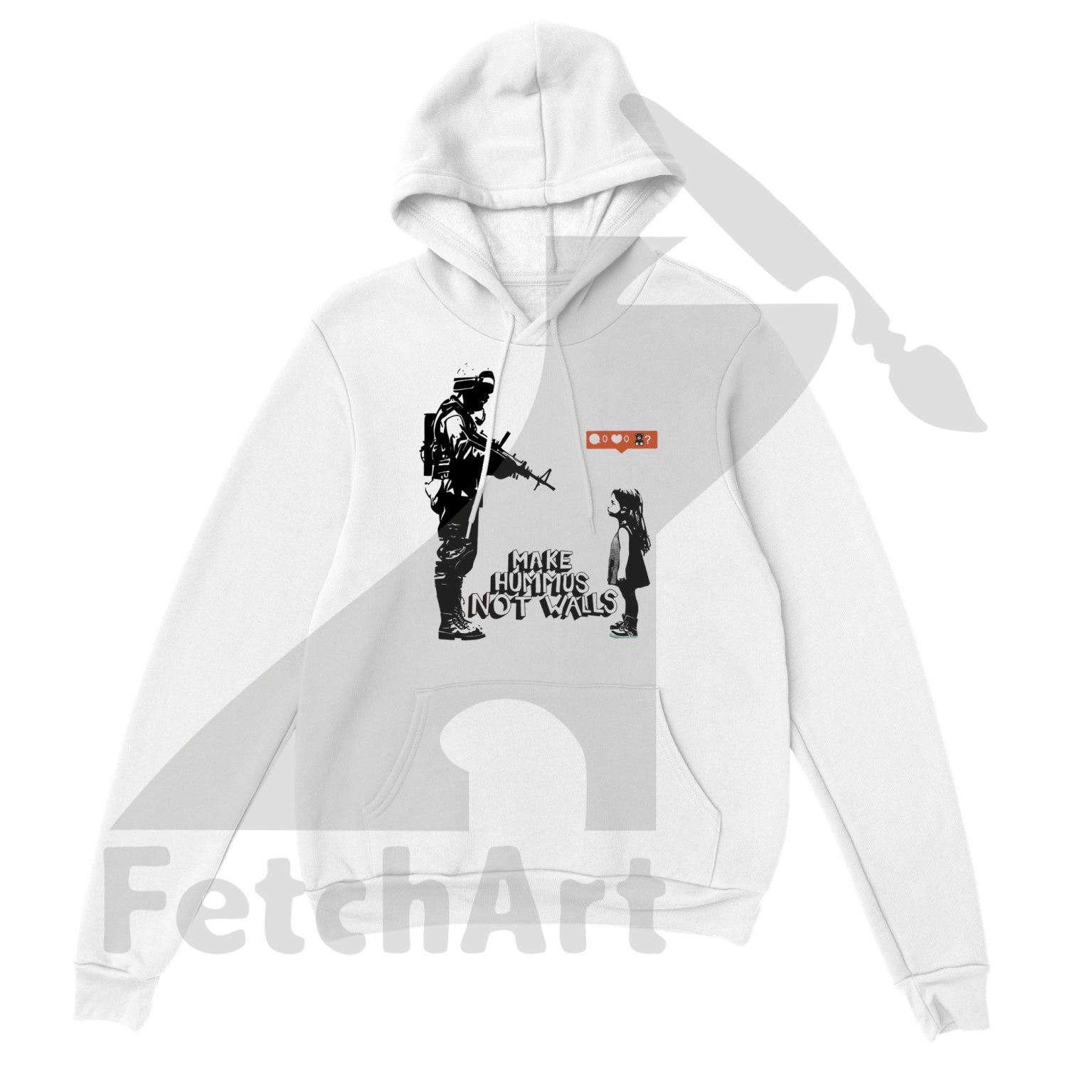 Peace & Freedom Hoodie: Make Hummus Not Walls - Trendy Urban Style - Fetch Art