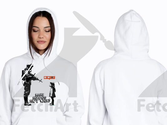 Peace & Freedom Hoodie: Make Hummus Not Walls - Trendy Urban Style - Fetch Art