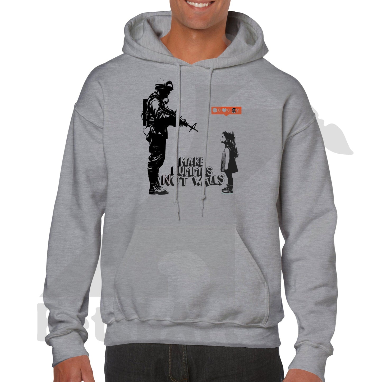 Peace & Freedom Hoodie: Make Hummus Not Walls - Trendy Urban Style - Fetch Art