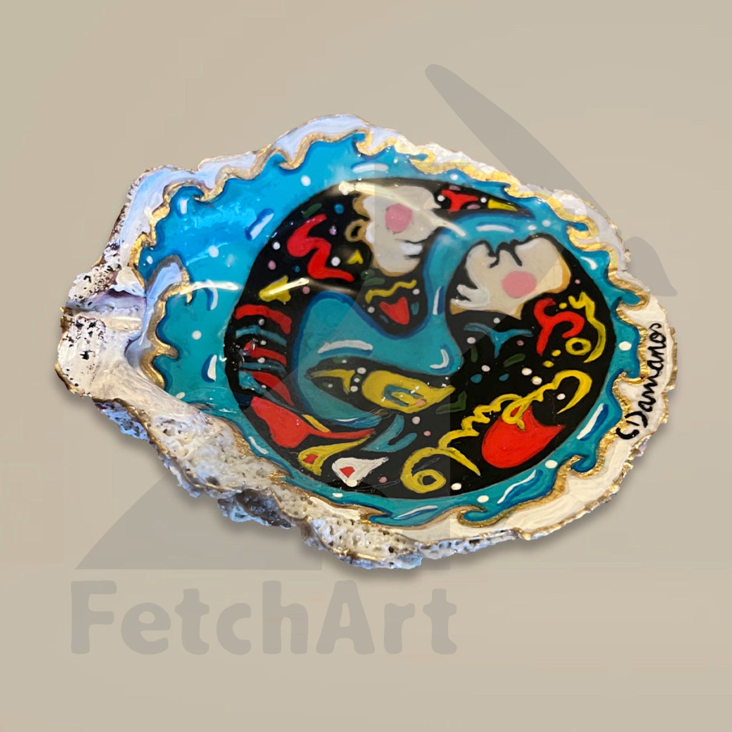 Northern Pacific collection hand painted seashell art (Single Piece) 5cm X 4cm Bathroom Décor