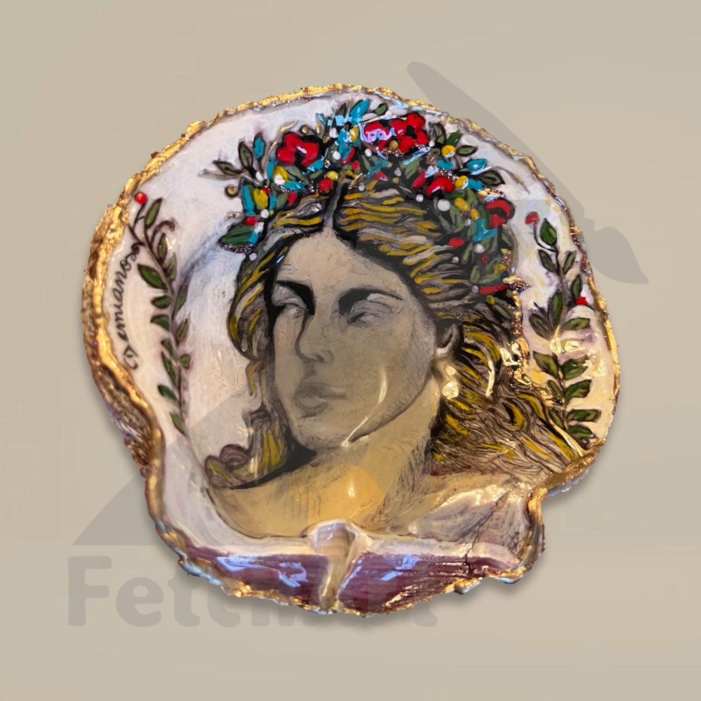 Northern Pacific collection hand painted seashell art (Single Piece) Bathroom Décor