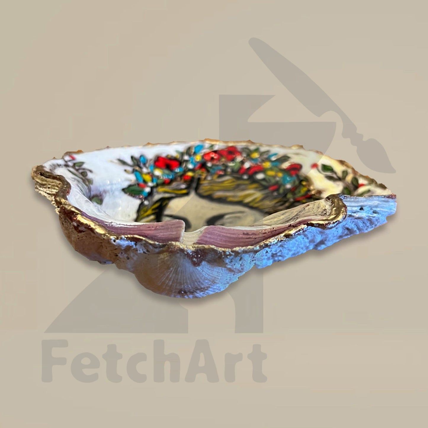 Northern Pacific collection hand painted seashell art (Single Piece) Bathroom Décor