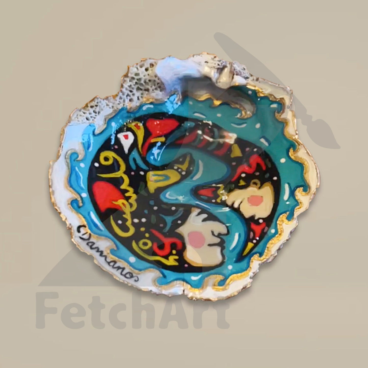 Northern Pacific collection hand painted seashell art (Single Piece) Bathroom Décor