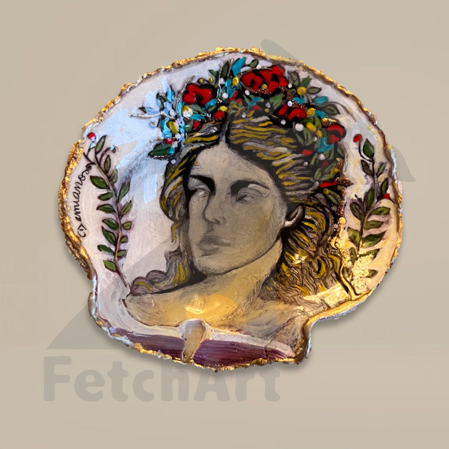 Northern Pacific collection hand painted seashell art (Single Piece) Bathroom Décor