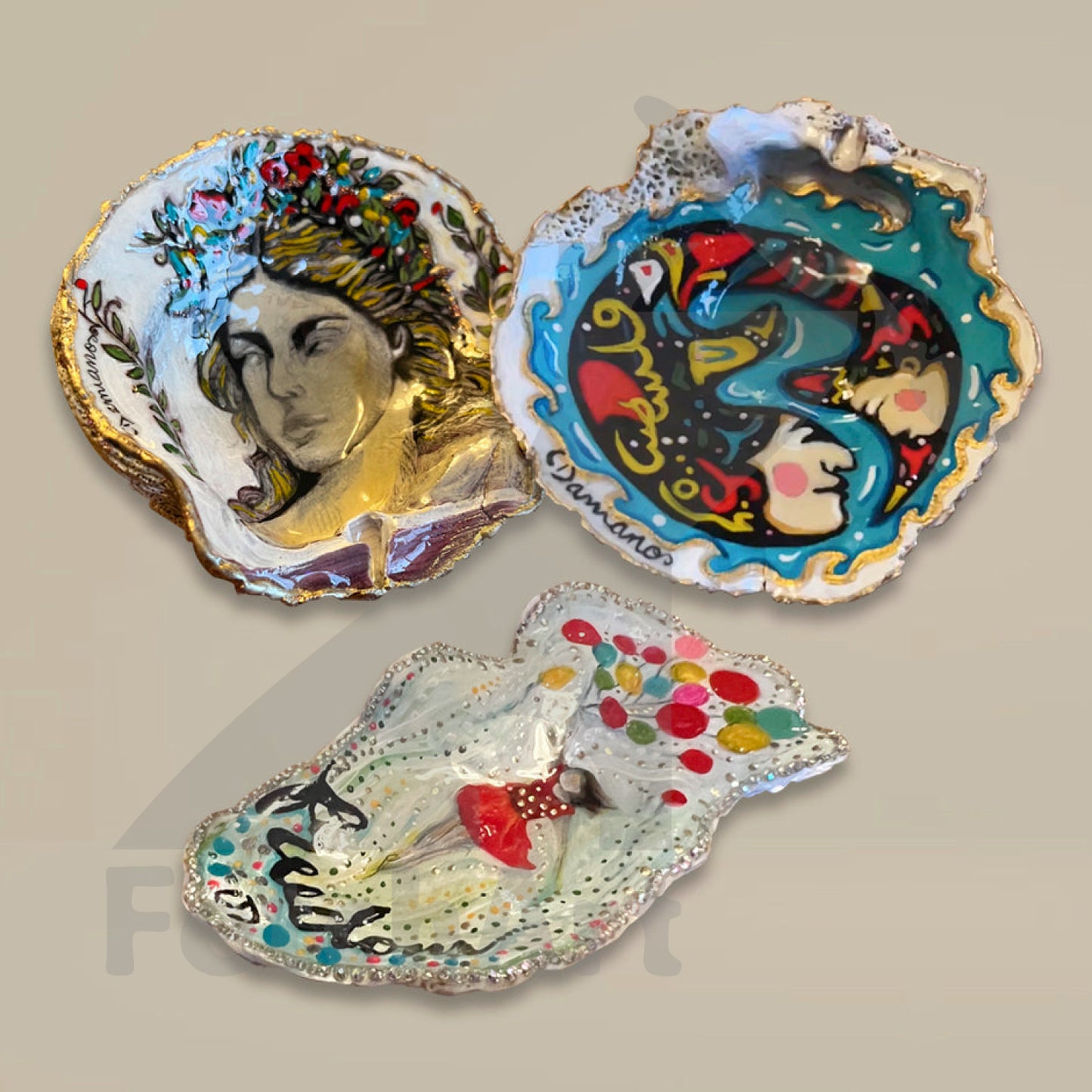 Northern Pacific collection hand painted seashell art (Single Piece) Bathroom Décor