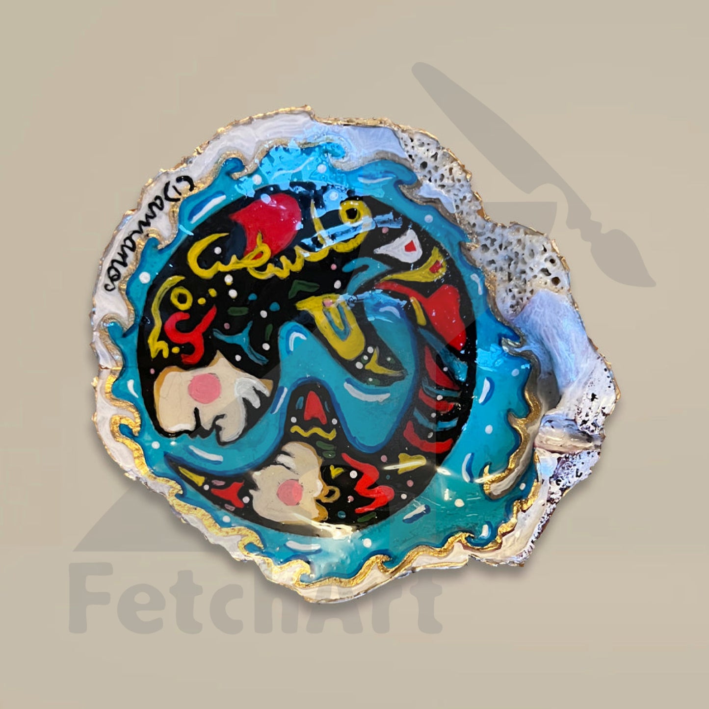 Northern Pacific collection hand painted seashell art (Single Piece) Bathroom Décor