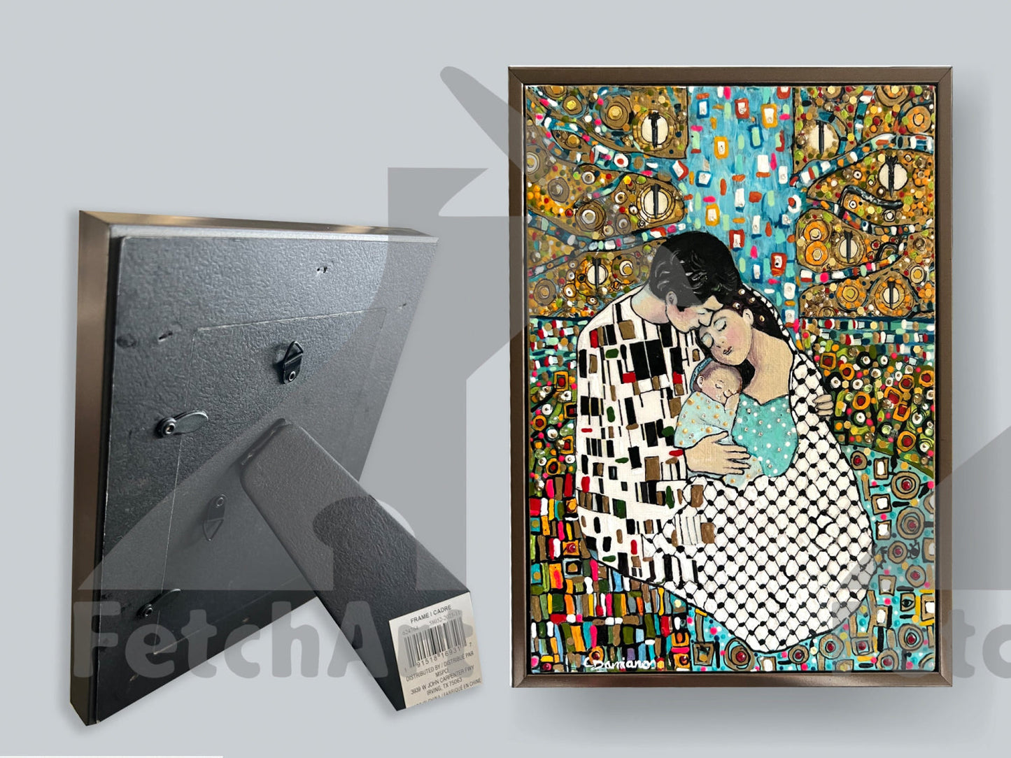 Original Palestinian Family Acrylic Painting Inspired by Gustav Klimt - Fetch Art