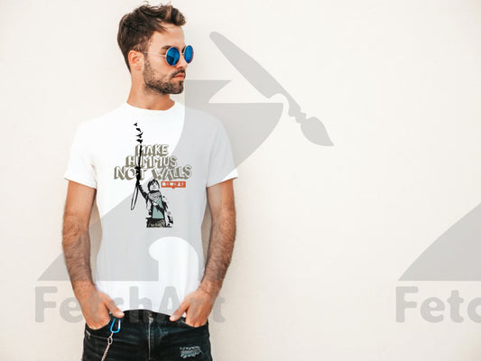 Peace & Freedom T-Shirt: Make Hummus Not Walls - Trendy Urban Style - Fetch Art