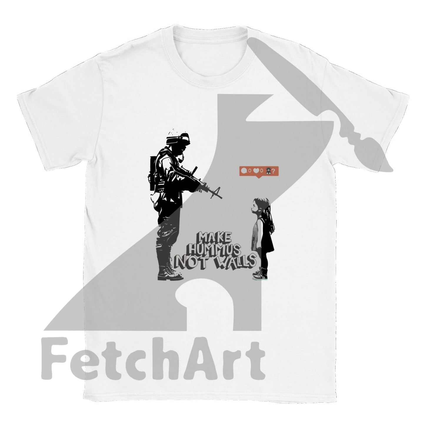 Peace & Freedom T-Shirt: Make Hummus Not Walls - Trendy Urban Style - Fetch Art