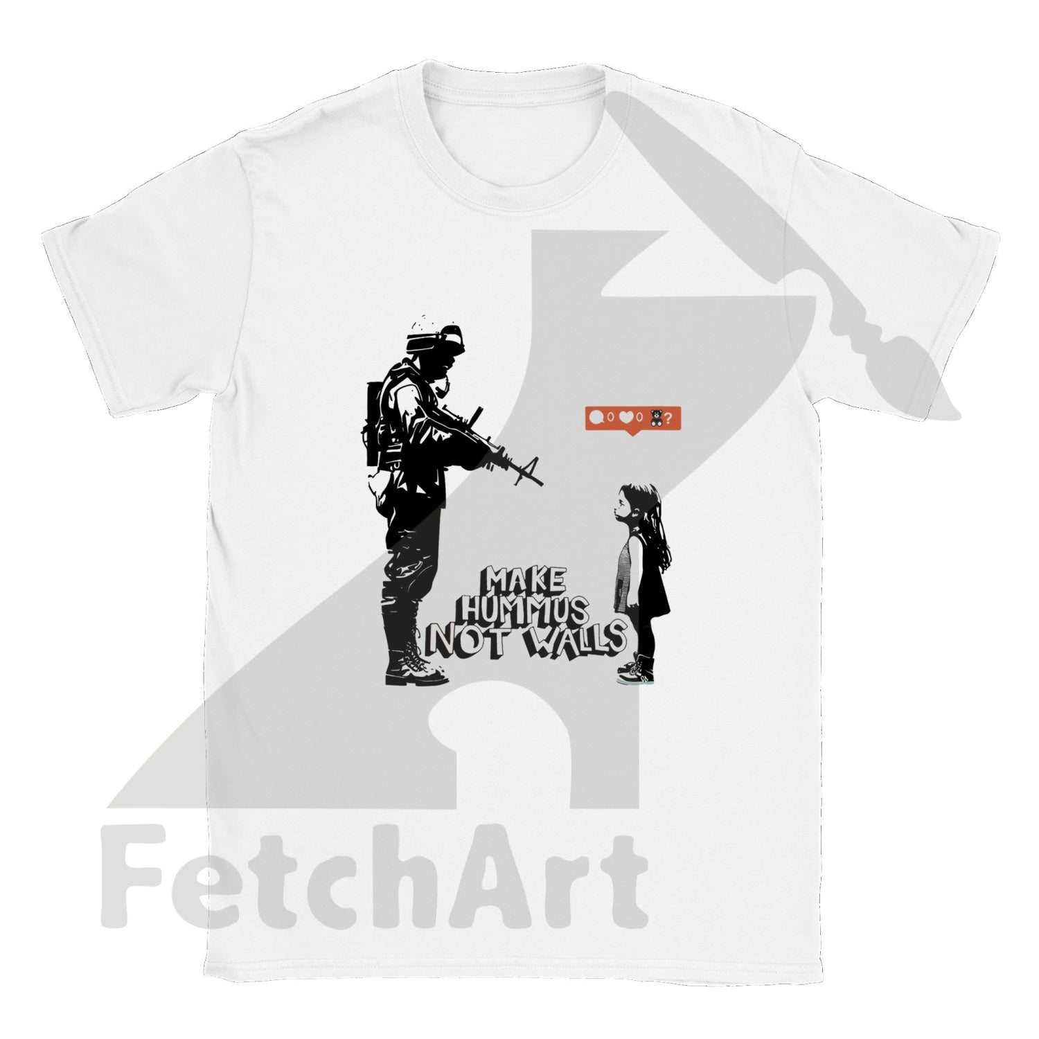 Peace & Freedom T-Shirt: Make Hummus Not Walls - Trendy Urban Style - Fetch Art