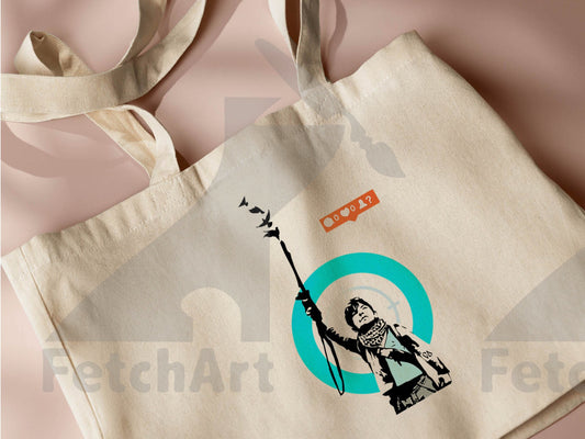 Premium Tote Bag: Eco-Friendly Empowering Graffiti Art Child in War - Carry Resilience & Hope - Fetch Art