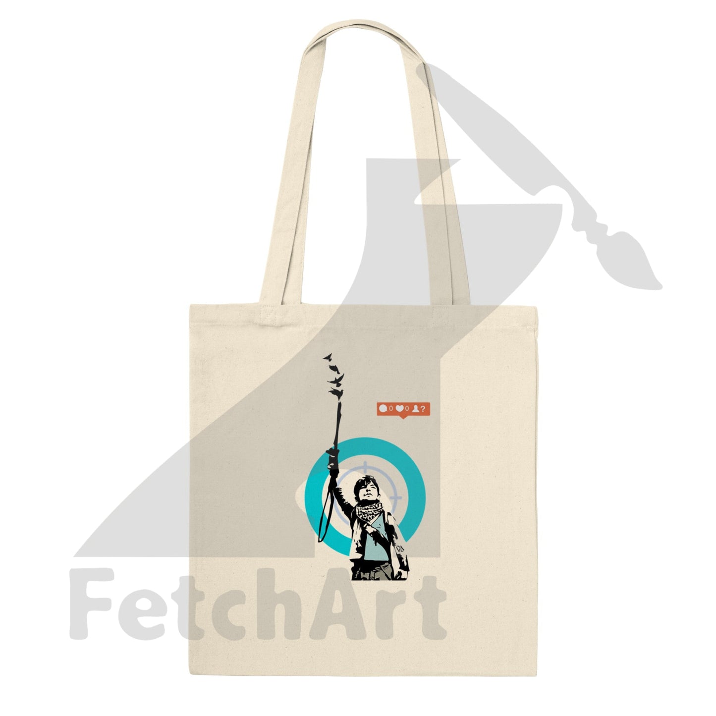 Premium Tote Bag: Eco-Friendly Empowering Graffiti Art Child in War - Carry Resilience & Hope - Fetch Art