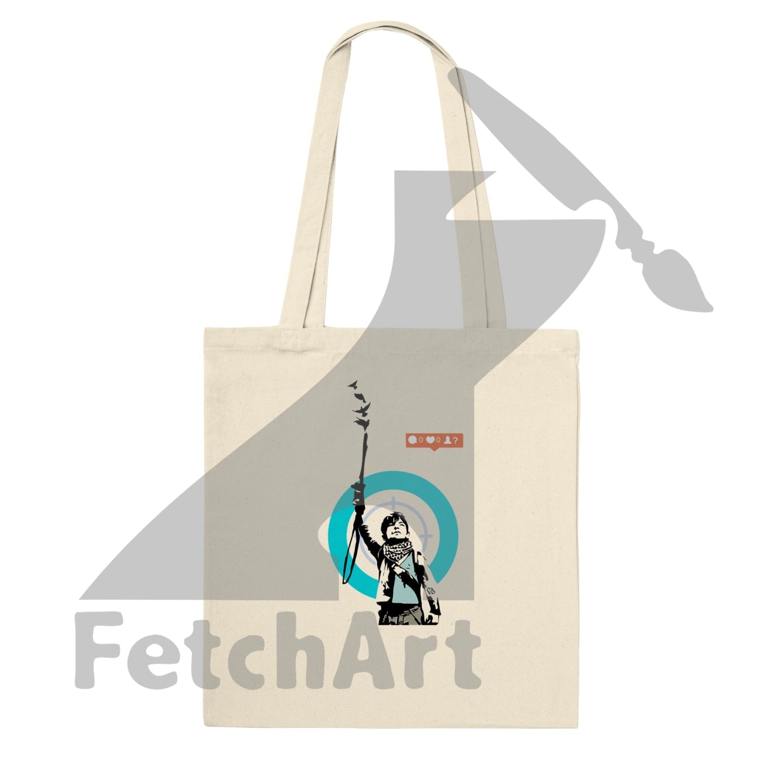 Premium Tote Bag: Eco-Friendly Empowering Graffiti Art Child in War - Carry Resilience & Hope - Fetch Art