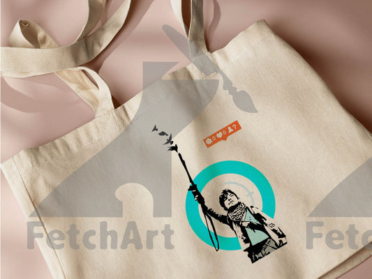 Premium Tote Bag: Eco-Friendly Empowering Graffiti Art Child in War - Carry Resilience & Hope - Fetch Art