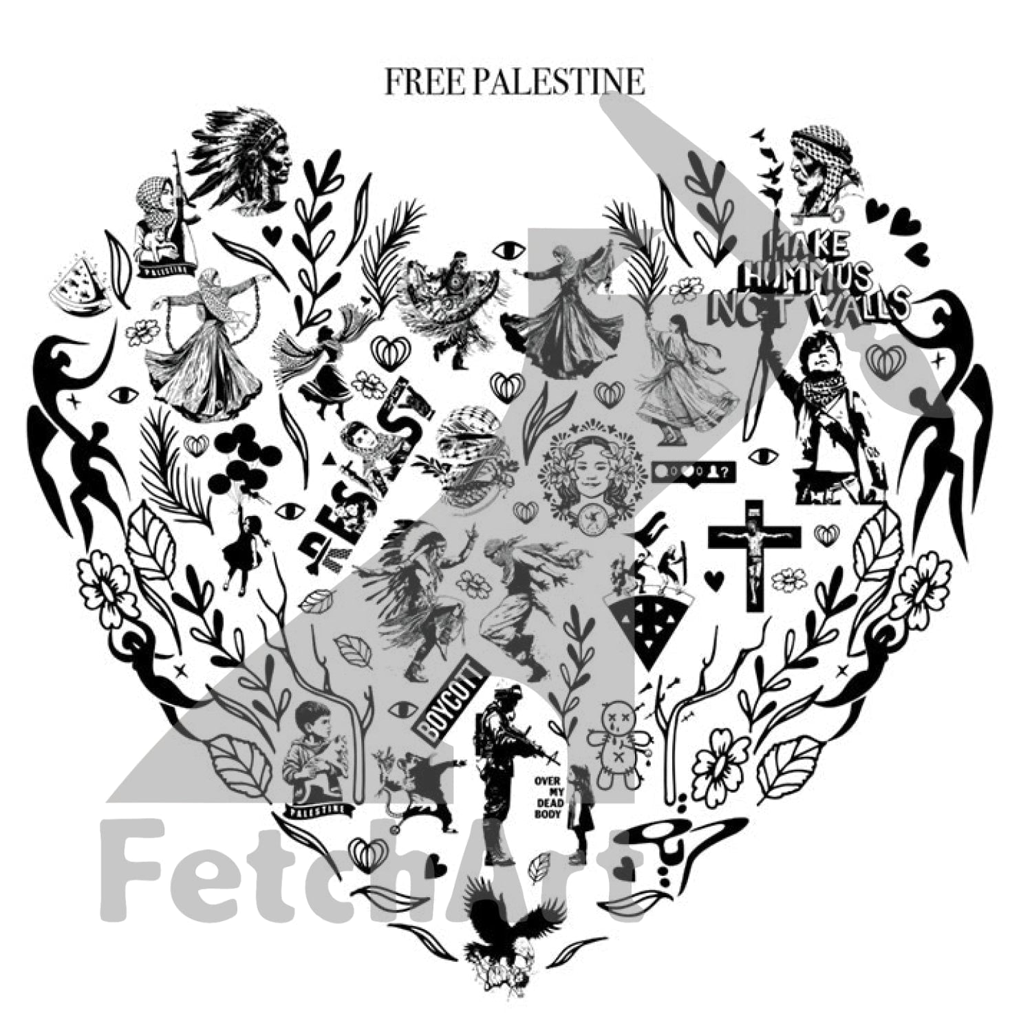 Premium Tote Bag Natural-Heart Print Material