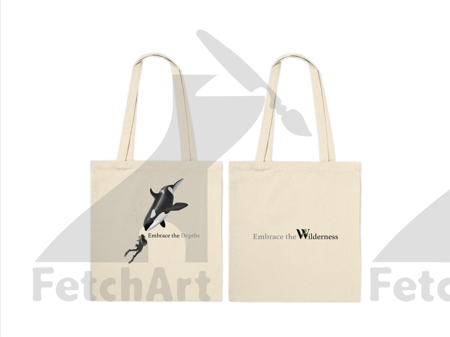 Premium Tote Bag featuring Orca Whale and Adventurous Scuba Diver – Dive into Style with Ocean-Inspired Fashion! - Fetch Art