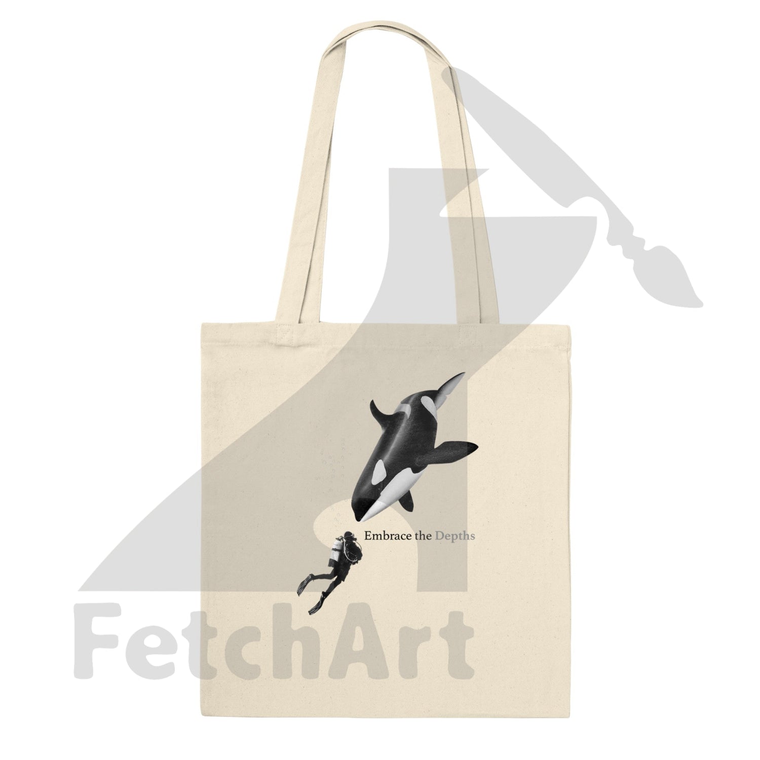 Premium Tote Bag featuring Orca Whale and Adventurous Scuba Diver – Dive into Style with Ocean-Inspired Fashion! - Fetch Art