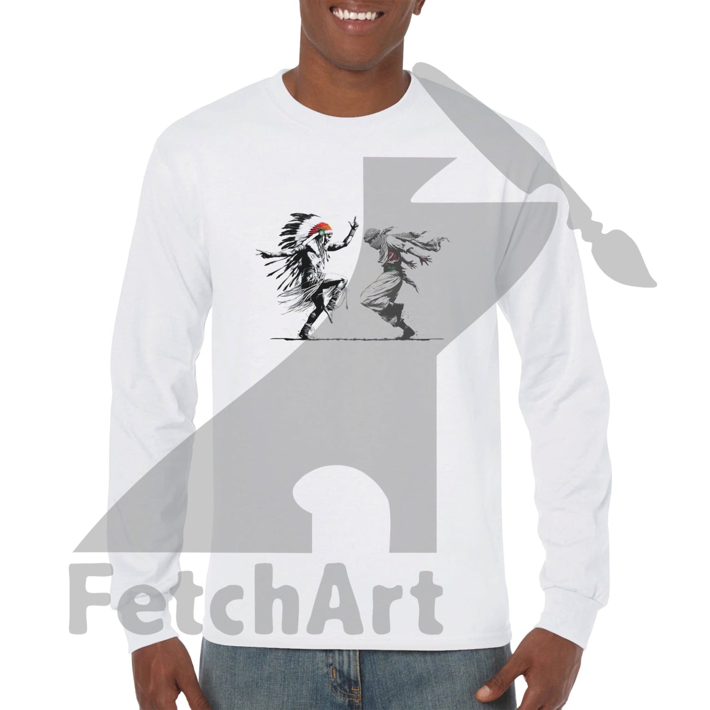 Premium unisex Freedom Dance long sleeve worn as wearable protest art