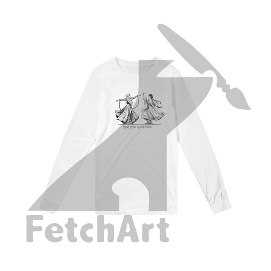 Close-up of Freedom Dance artwork on personalized longsleeve t-shirt