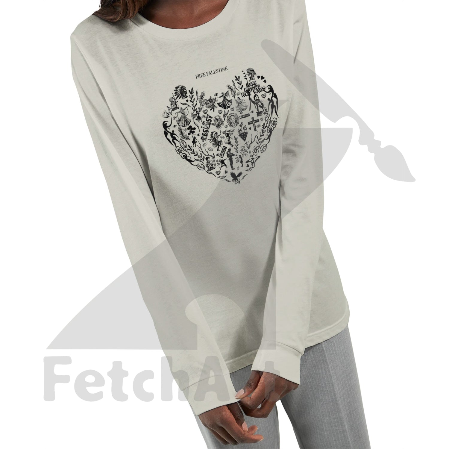 Heart longsleeve worn as everyday wearable art