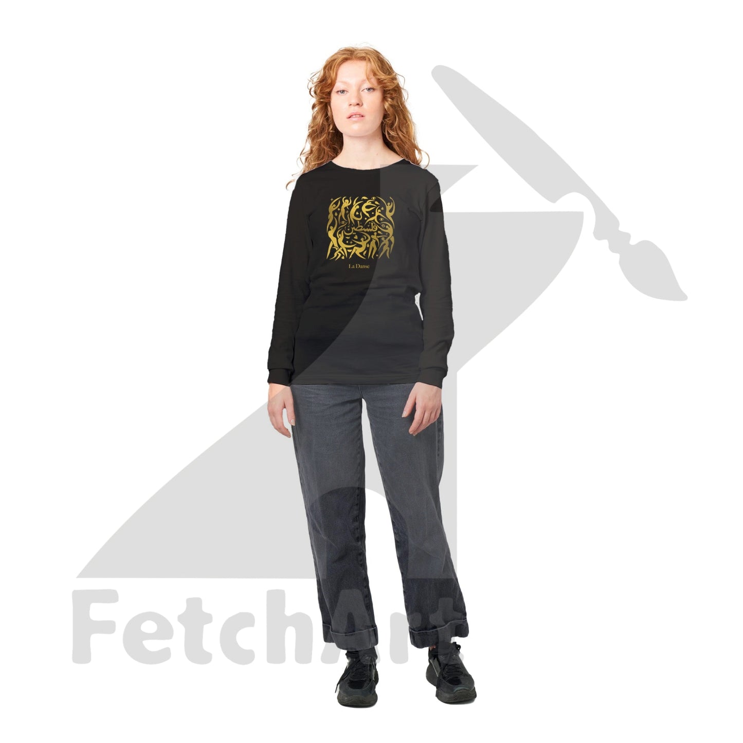 Premium Unisex Longsleeve T-Shirt-La Danse With Touch Of Gold Black / S Print Material