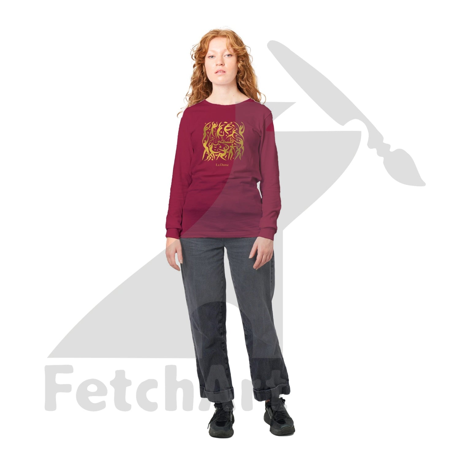 Premium Unisex Longsleeve T-Shirt-La Danse With Touch Of Gold Cardinal / S Print Material