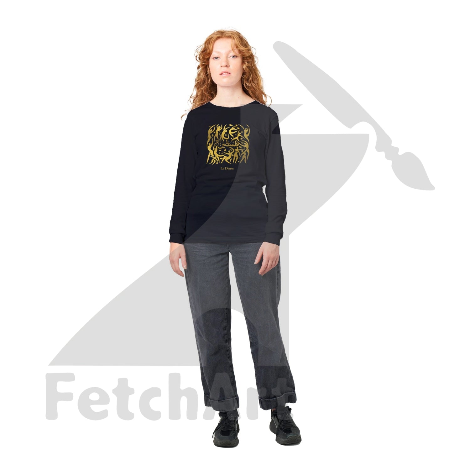 Premium Unisex Longsleeve T-Shirt-La Danse With Touch Of Gold Dark Gray / S Print Material