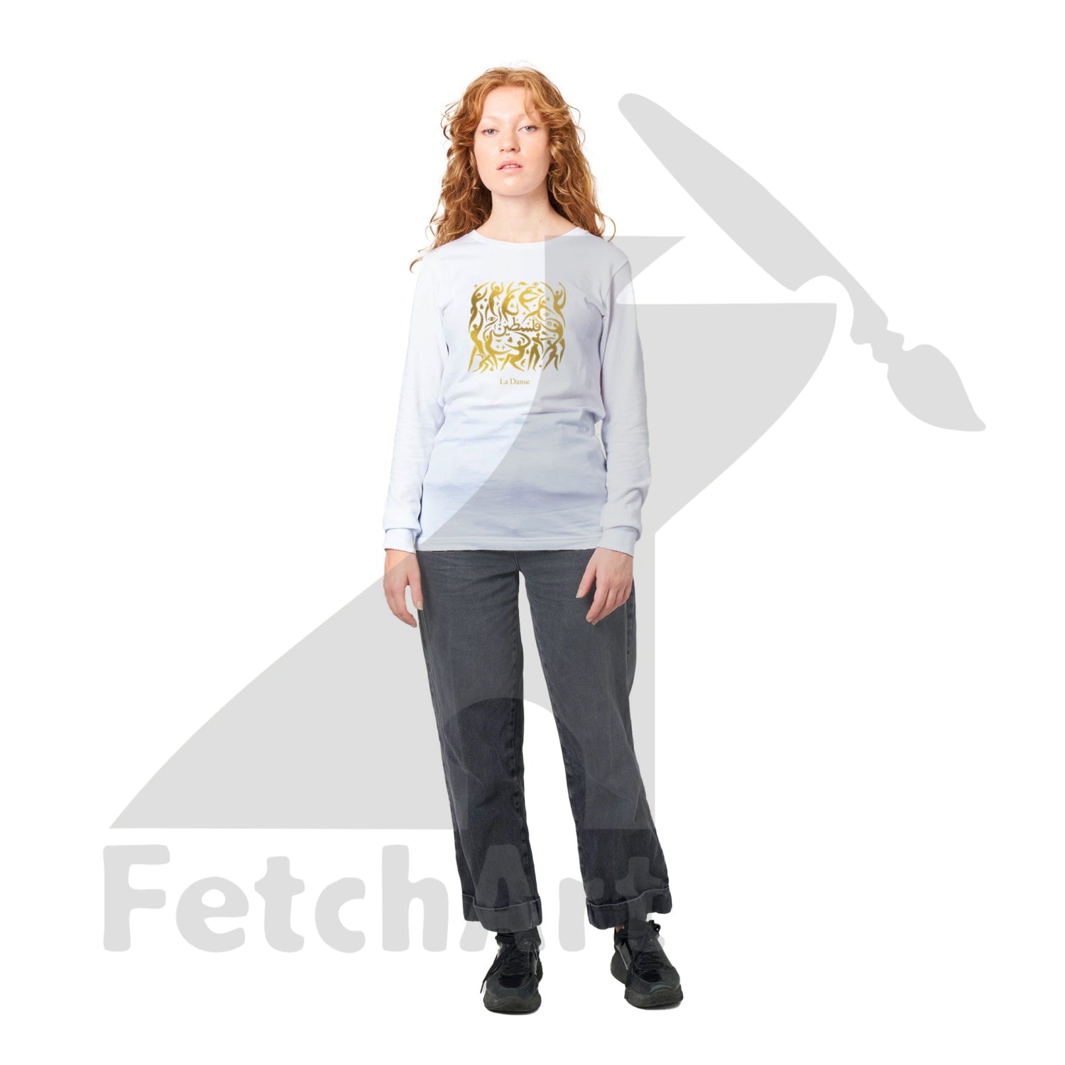 Premium Unisex Longsleeve T-Shirt-La Danse With Touch Of Gold White / S Print Material