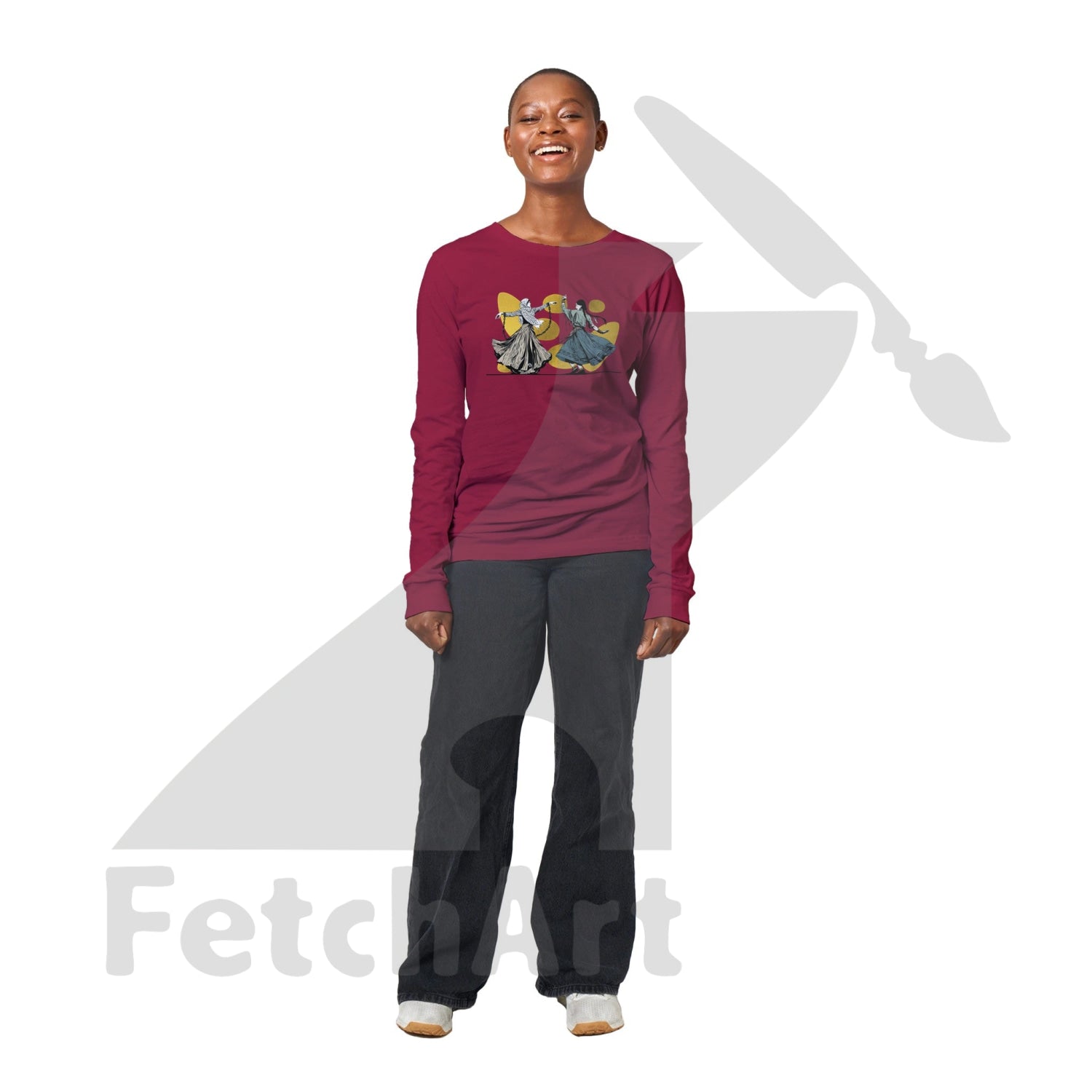 Premium Unisex Longsleeve T-Shirt-Women-New Freedom Dance With Touch Of Gold Cardinal / S Print