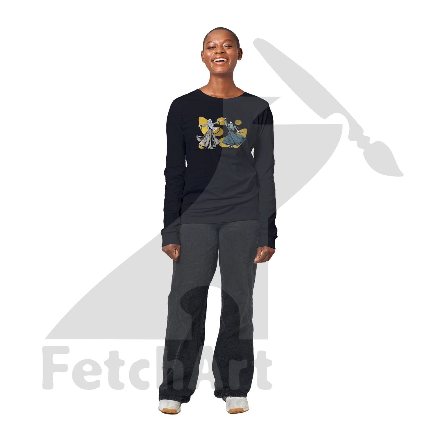 Premium Unisex Longsleeve T-Shirt-Women-New Freedom Dance With Touch Of Gold Dark Gray / S Print