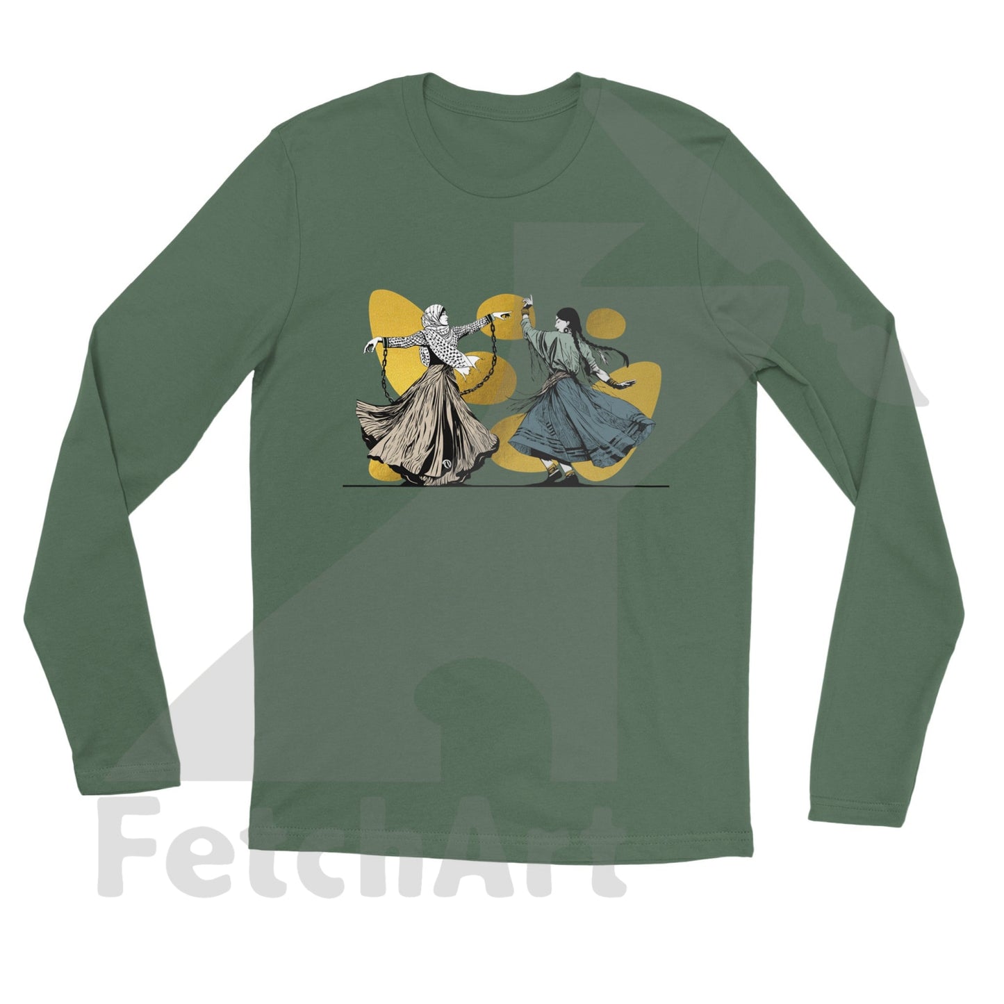 Premium Unisex Longsleeve T-Shirt-Women-New Freedom Dance With Touch Of Gold Print Material