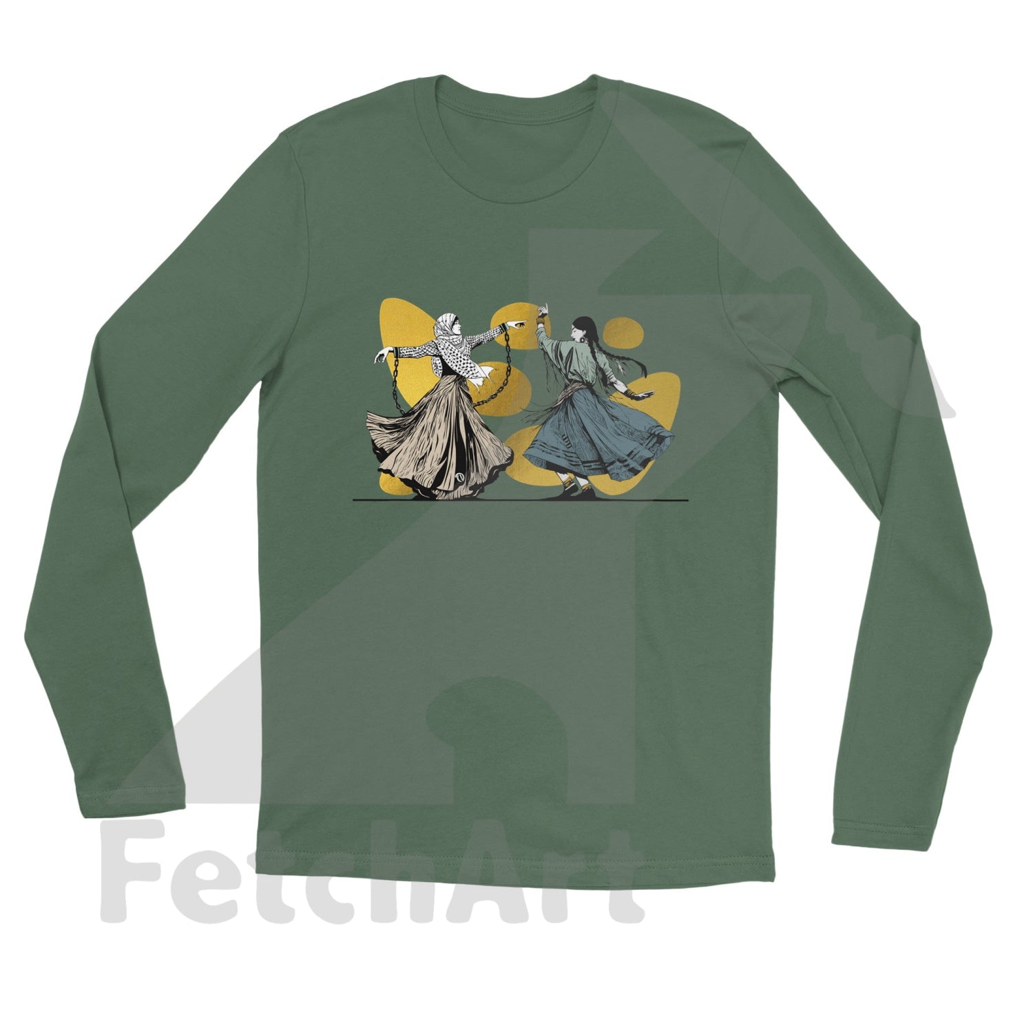 Premium Unisex Longsleeve T-Shirt-Women-New Freedom Dance With Touch Of Gold Print Material